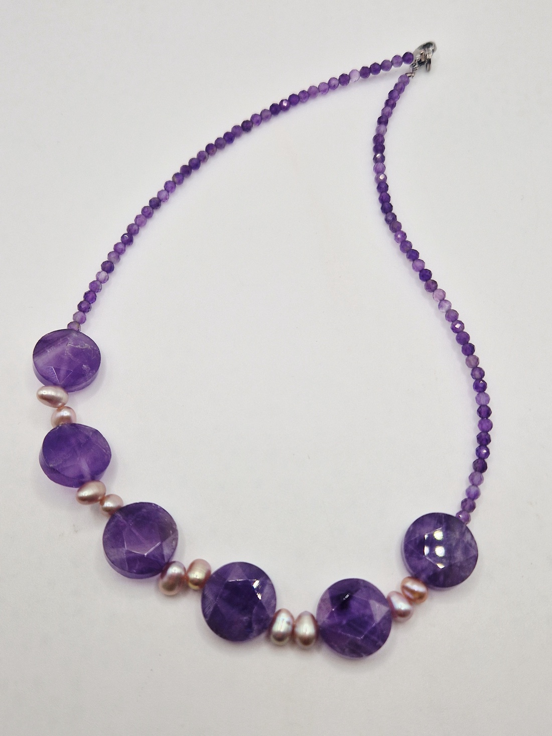 Colier Ametist banuti Perle naturale - bijuterii - coliere - coliere din pietre semiprețioase - Artynos.ro