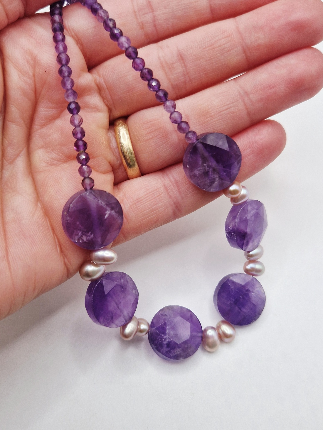Colier Ametist banuti Perle naturale - bijuterii - coliere - coliere din pietre semiprețioase - Artynos.ro