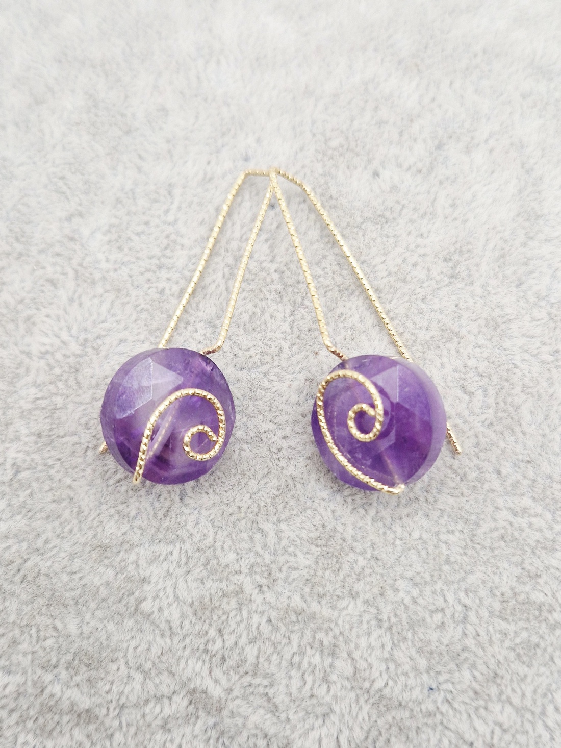 Cercei Ametist Aur - bijuterii - cercei - cercei din pietre semiprețioase - Artynos.ro