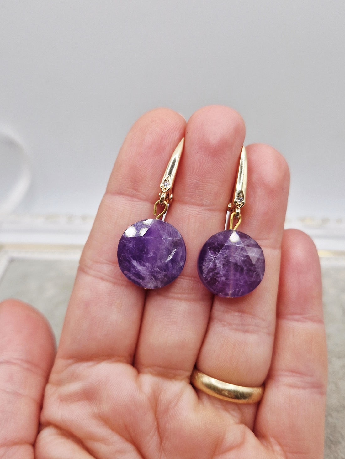 Cercei Ametist Aur - bijuterii - cercei - cercei din pietre semiprețioase - Artynos.ro