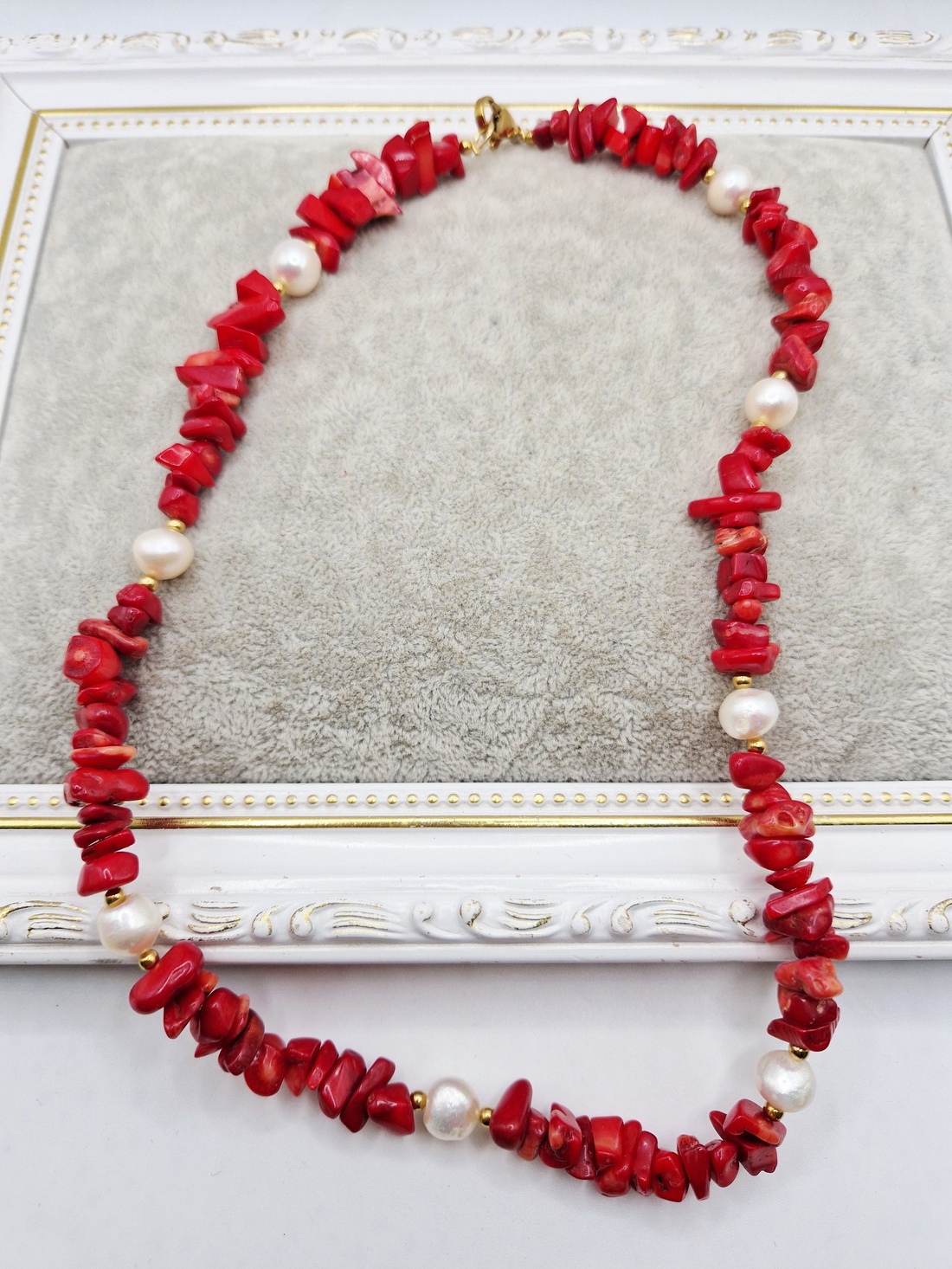 Colier Coral Perle naturale - bijuterii - coliere - coliere din pietre semiprețioase - Artynos.ro