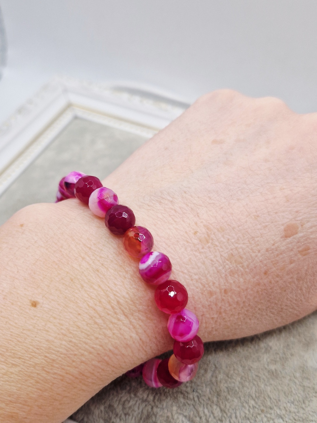 Set Colier canin si Bratara dama agata fucsia - bijuterii - coliere - coliere din pietre semiprețioase - Artynos.ro