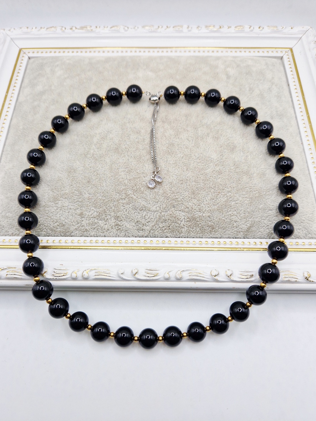 Colier canin  Onix  Hematit auriu - bijuterii - coliere - coliere din pietre semiprețioase - Artynos.ro