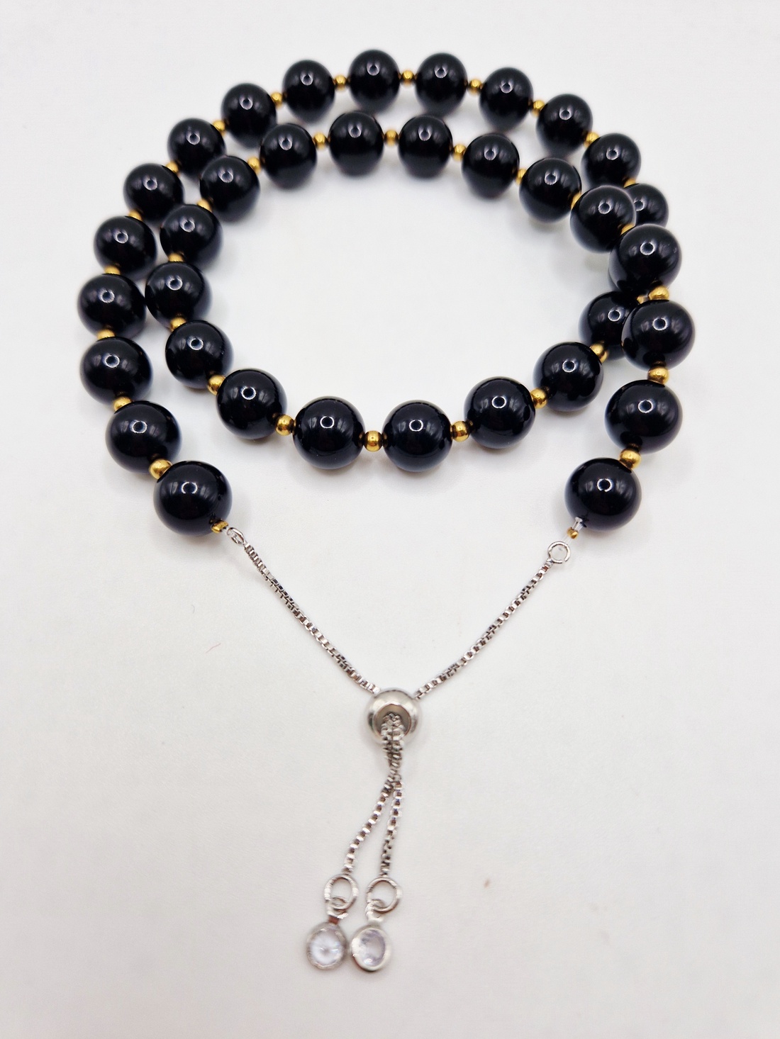 Colier canin  Onix  Hematit auriu - bijuterii - coliere - coliere din pietre semiprețioase - Artynos.ro