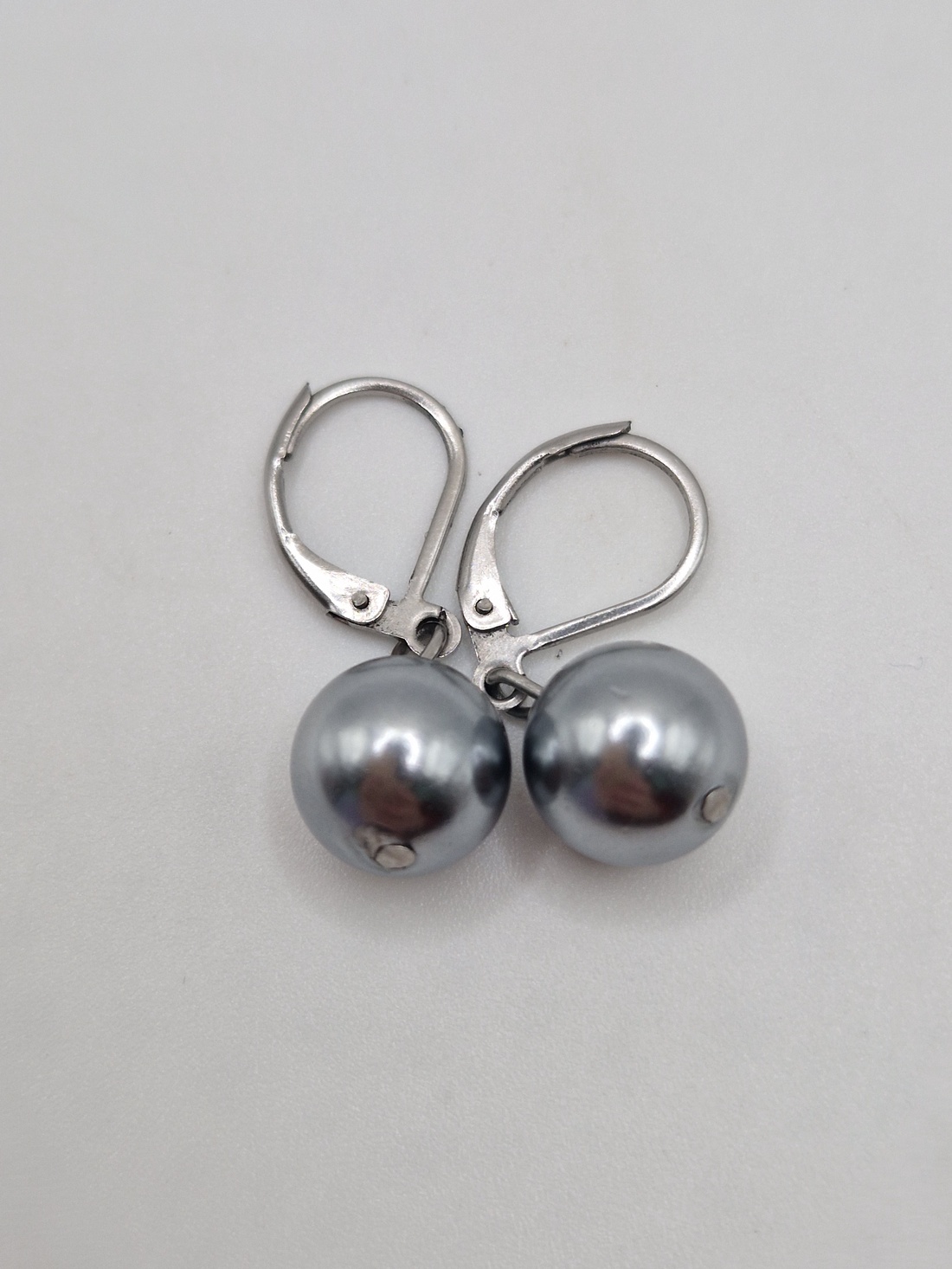 Cercei  Perla tip Mallorca  Gri - bijuterii - cercei - cercei din perle - Artynos.ro