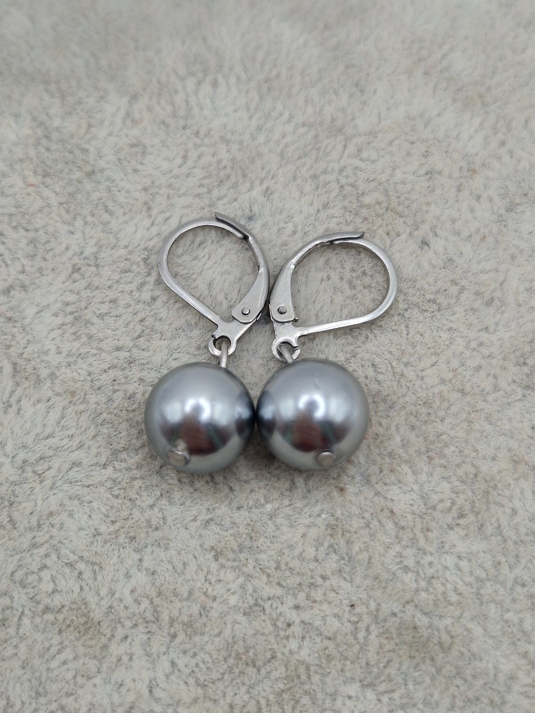 Cercei  Perla tip Mallorca  Gri - bijuterii - cercei - cercei din perle - Artynos.ro