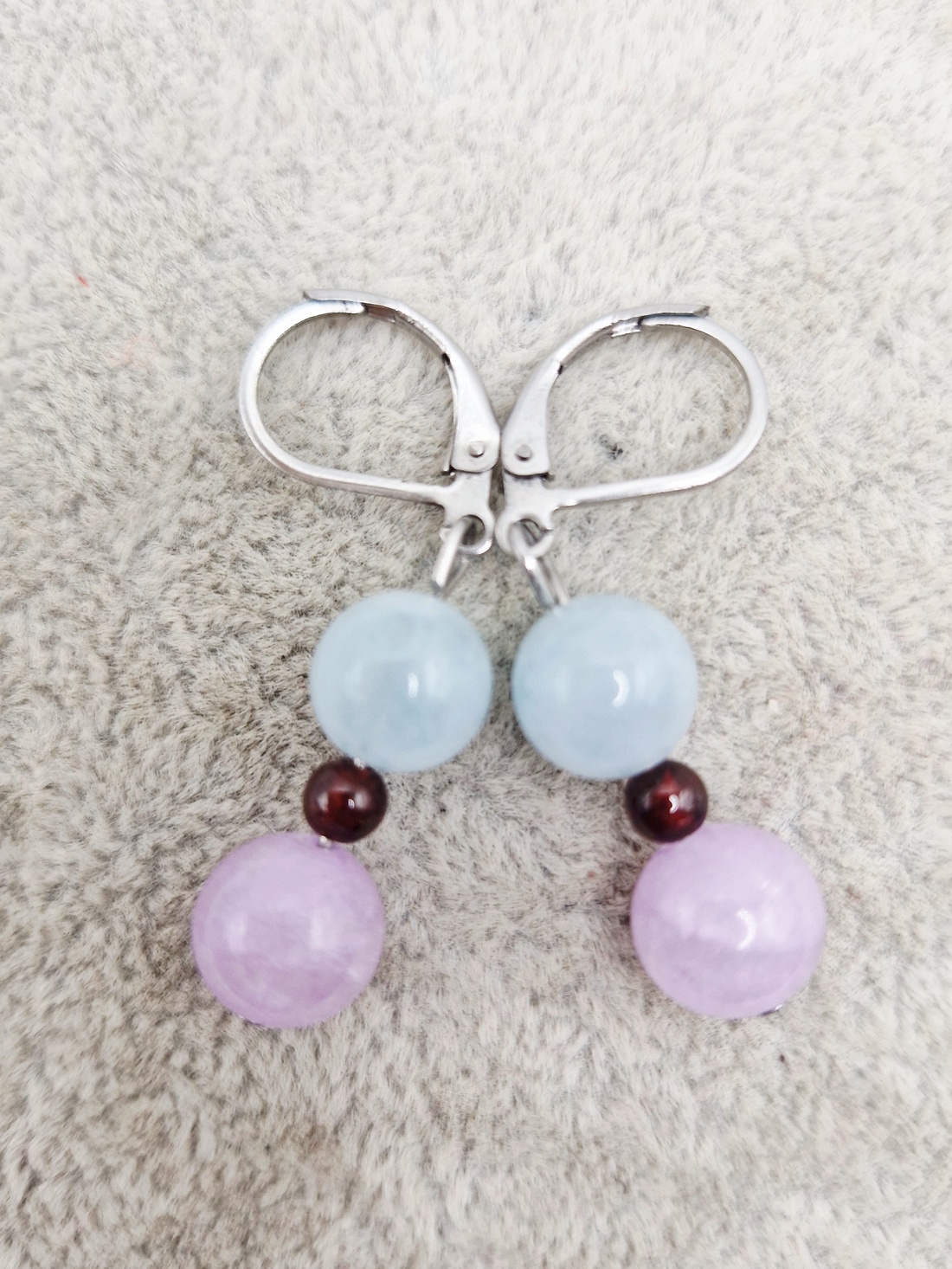 Cercei  Acvamarin  Granat  Ametist lavanda - bijuterii - cercei - cercei din pietre semiprețioase - Artynos.ro