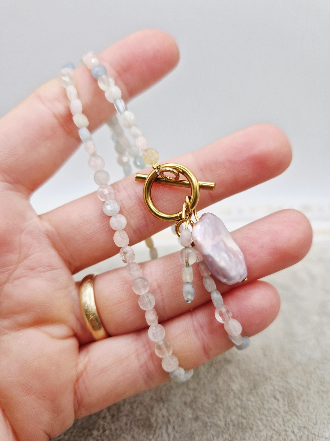 Choker rodonit / Perla / Inox - bijuterii - coliere - chockere - Artynos.ro