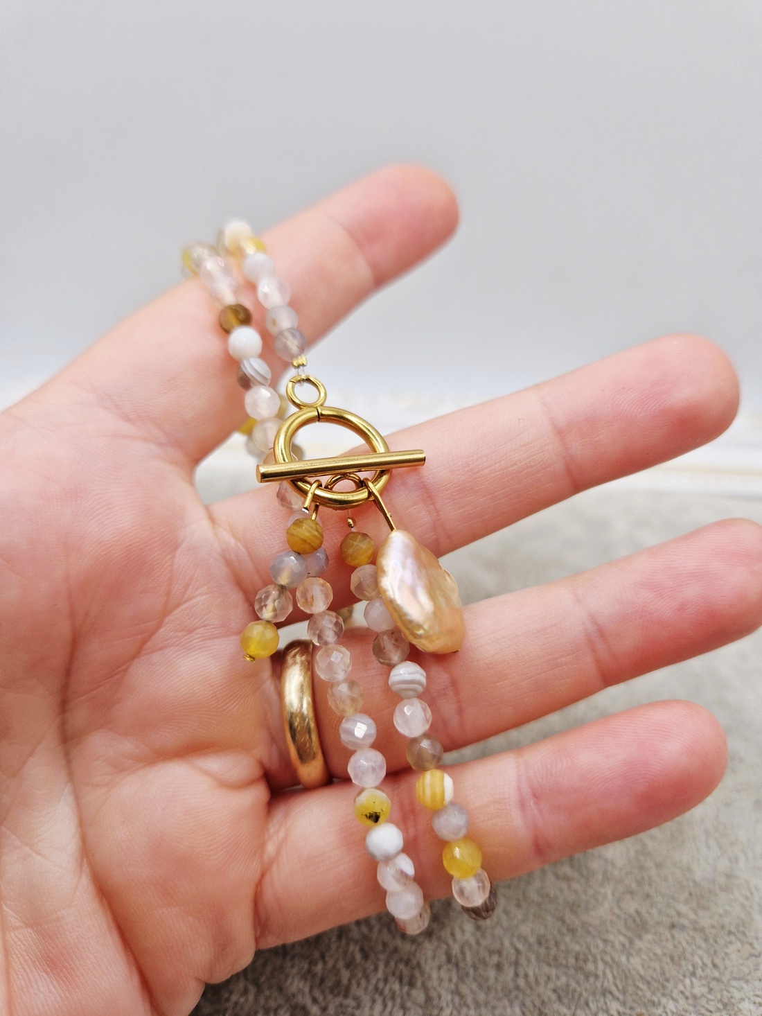 Choker  Agate  Perla baroc - bijuterii - coliere - chockere - Artynos.ro
