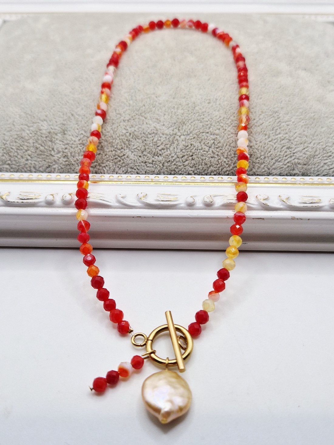 Choker  Agate fatetate  Perla baroc - bijuterii - coliere - chockere - Artynos.ro