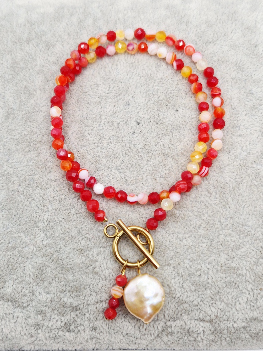 Choker  Agate fatetate  Perla baroc - bijuterii - coliere - chockere - Artynos.ro