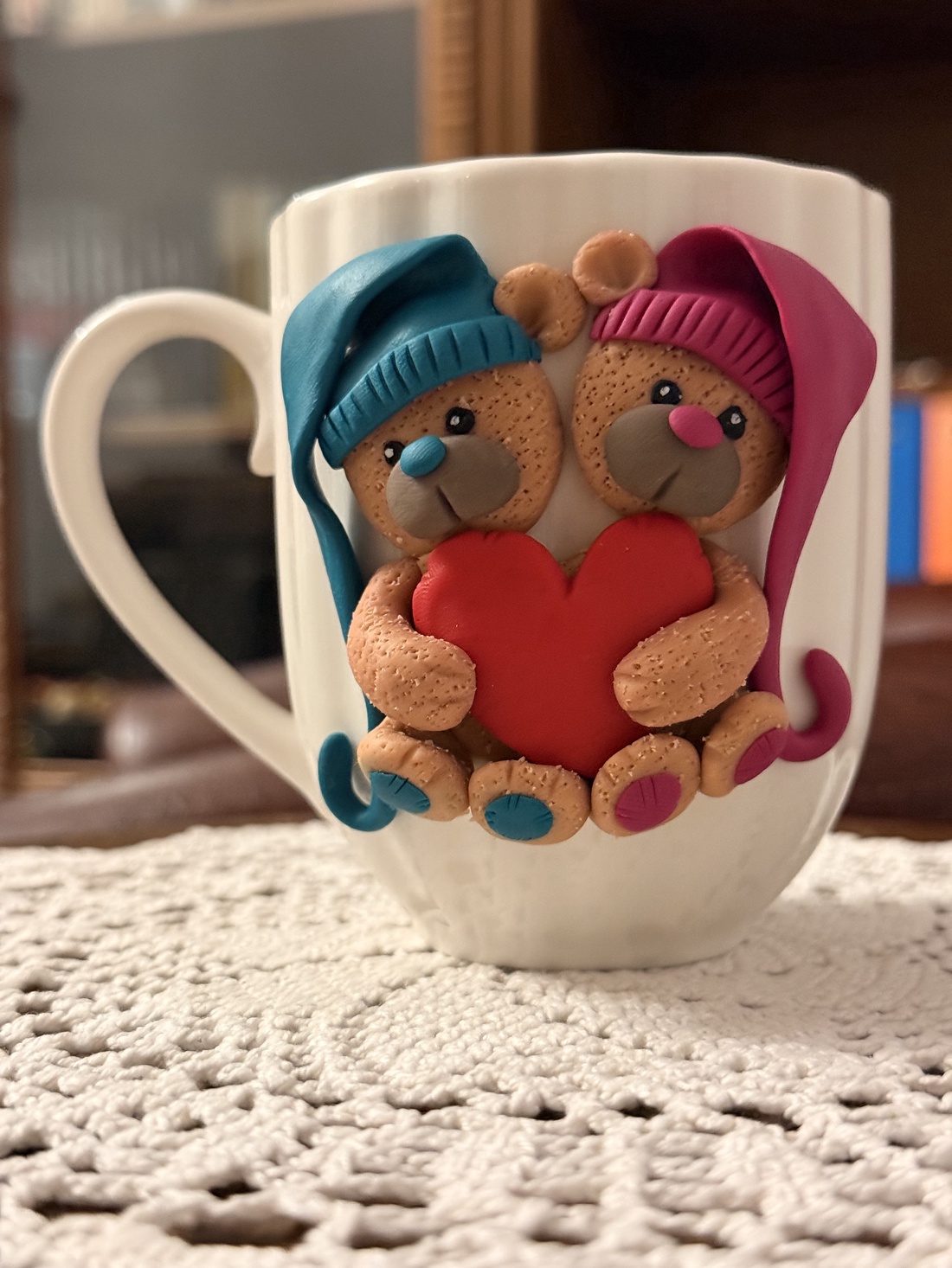 Cana cu decor lucrat manual Ursuleți - casă & stil de viață - accesorii pentru echipamente de bucătărie - accesorii de servire - căni - Artynos.ro