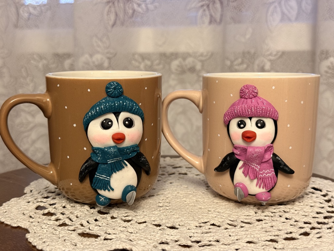 Set căni cuplu, pinguini lucrați manual - casă & stil de viață - accesorii pentru echipamente de bucătărie - accesorii de servire - căni - Artynos.ro