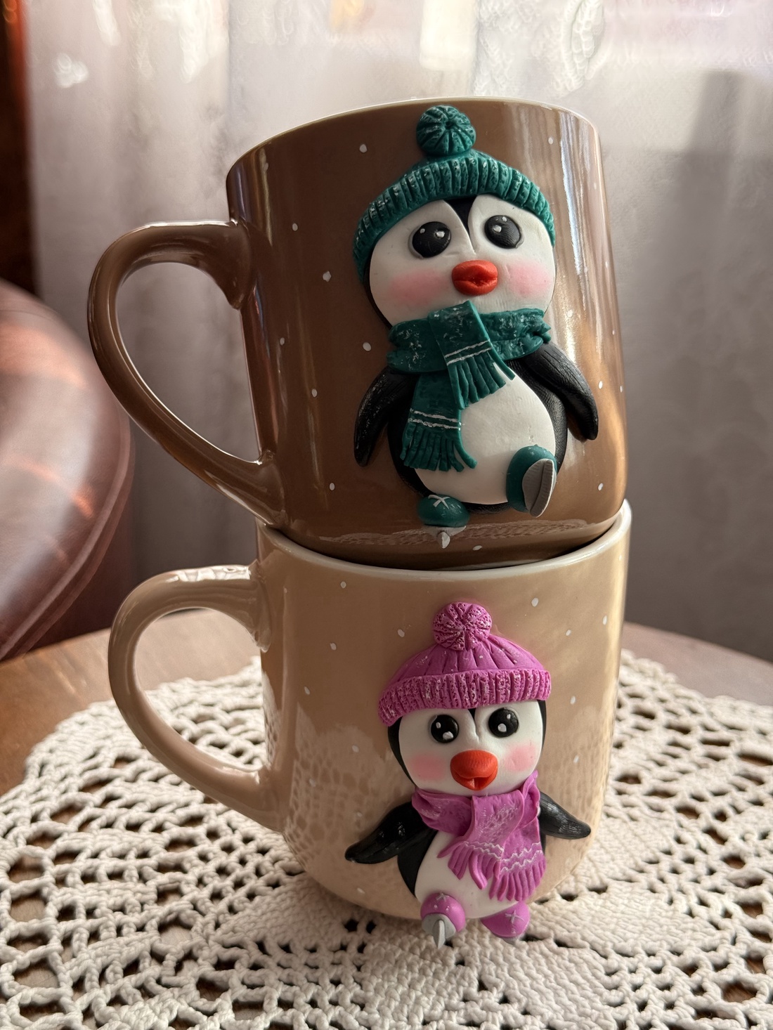 Set căni cuplu, pinguini lucrați manual - casă & stil de viață - accesorii pentru echipamente de bucătărie - accesorii de servire - căni - Artynos.ro