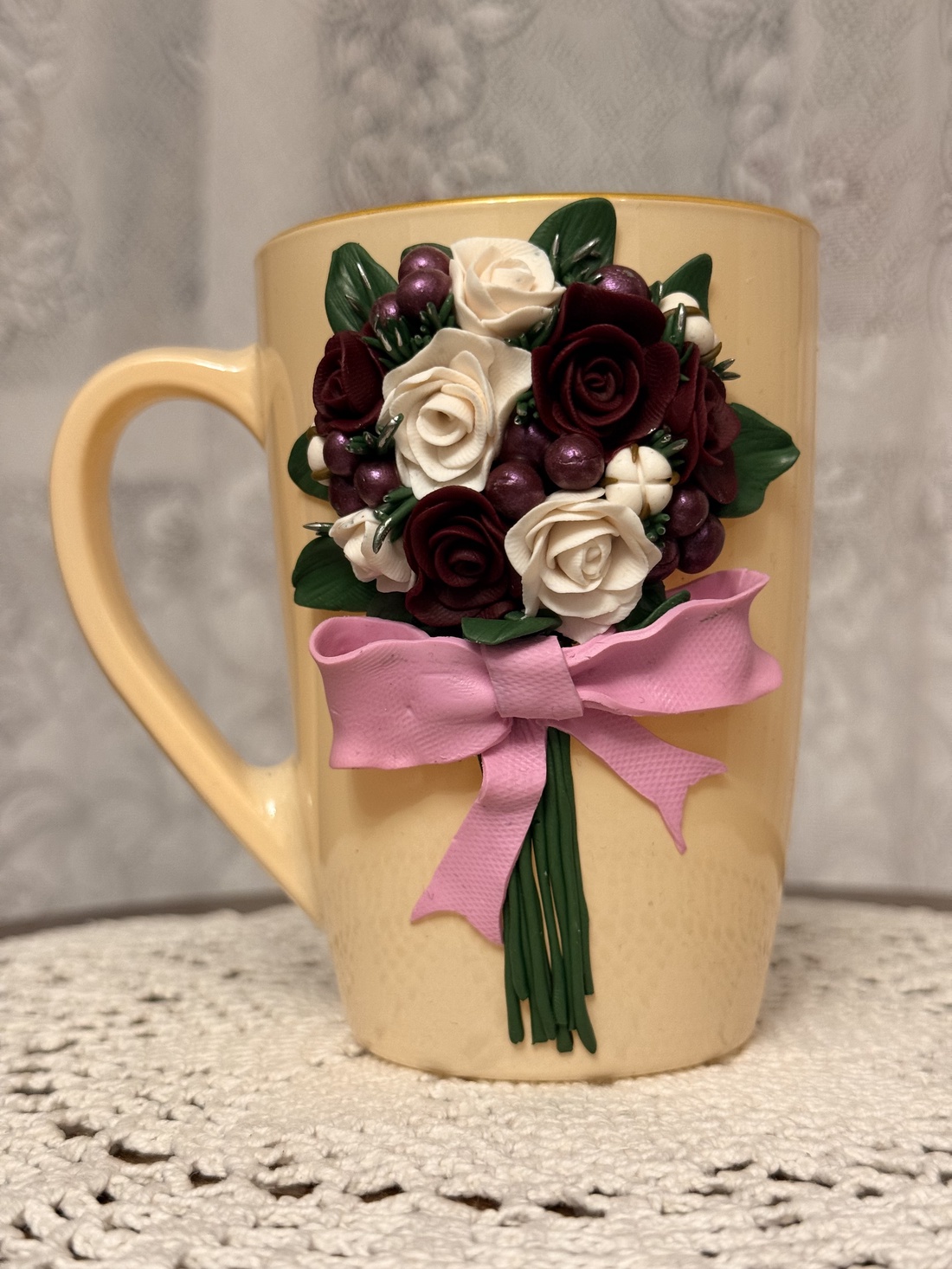 Cana decorată manual Buchet de Flori - casă & stil de viață - accesorii pentru echipamente de bucătărie - accesorii de servire - căni - Artynos.ro