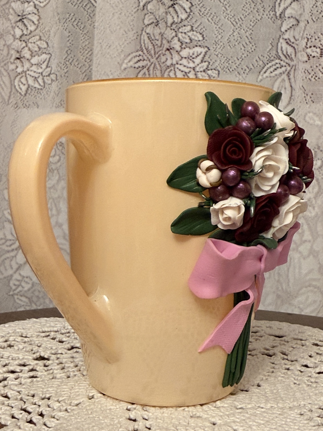 Cana decorată manual Buchet de Flori - casă & stil de viață - accesorii pentru echipamente de bucătărie - accesorii de servire - căni - Artynos.ro