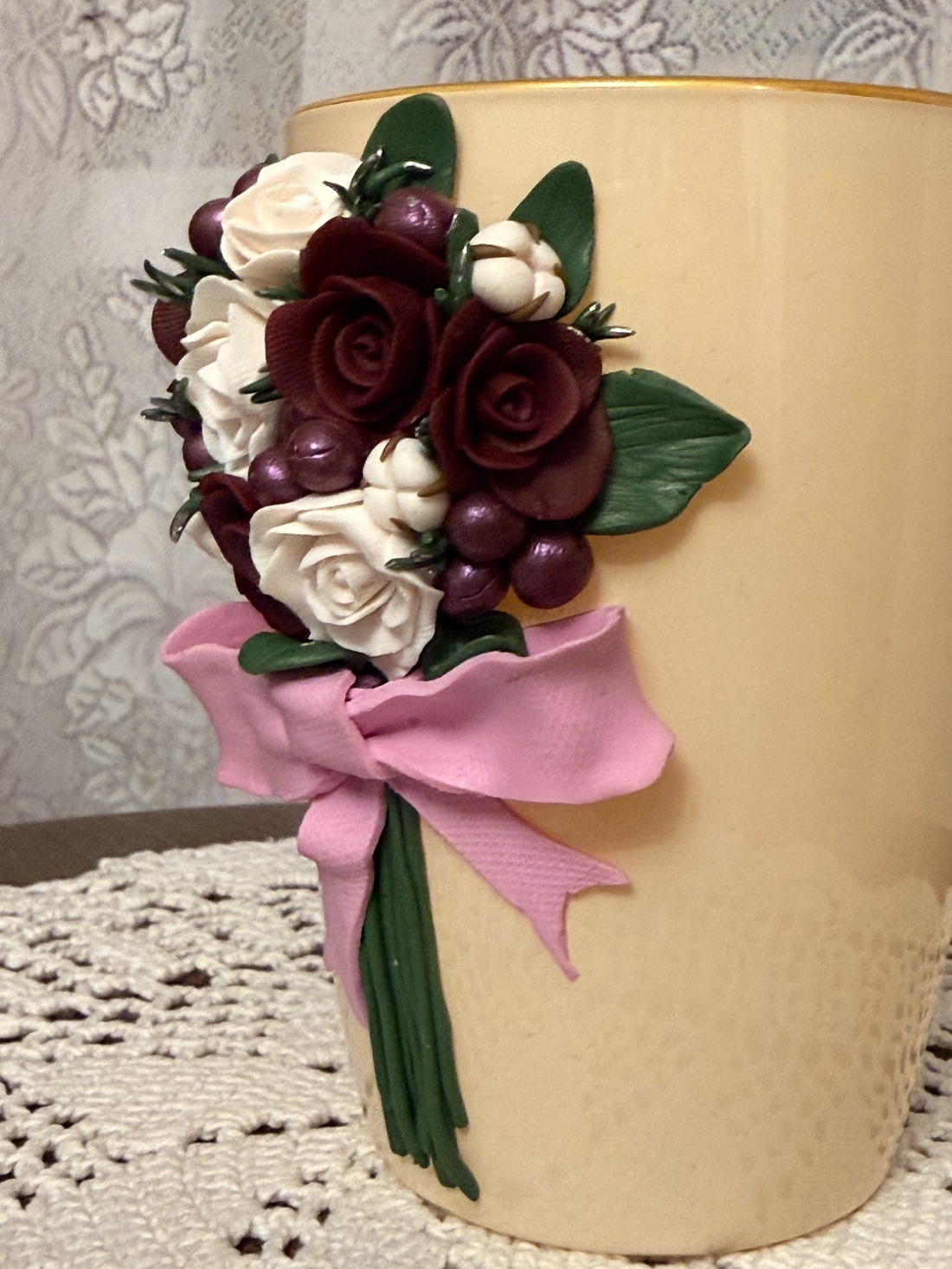 Cana decorată manual Buchet de Flori - casă & stil de viață - accesorii pentru echipamente de bucătărie - accesorii de servire - căni - Artynos.ro