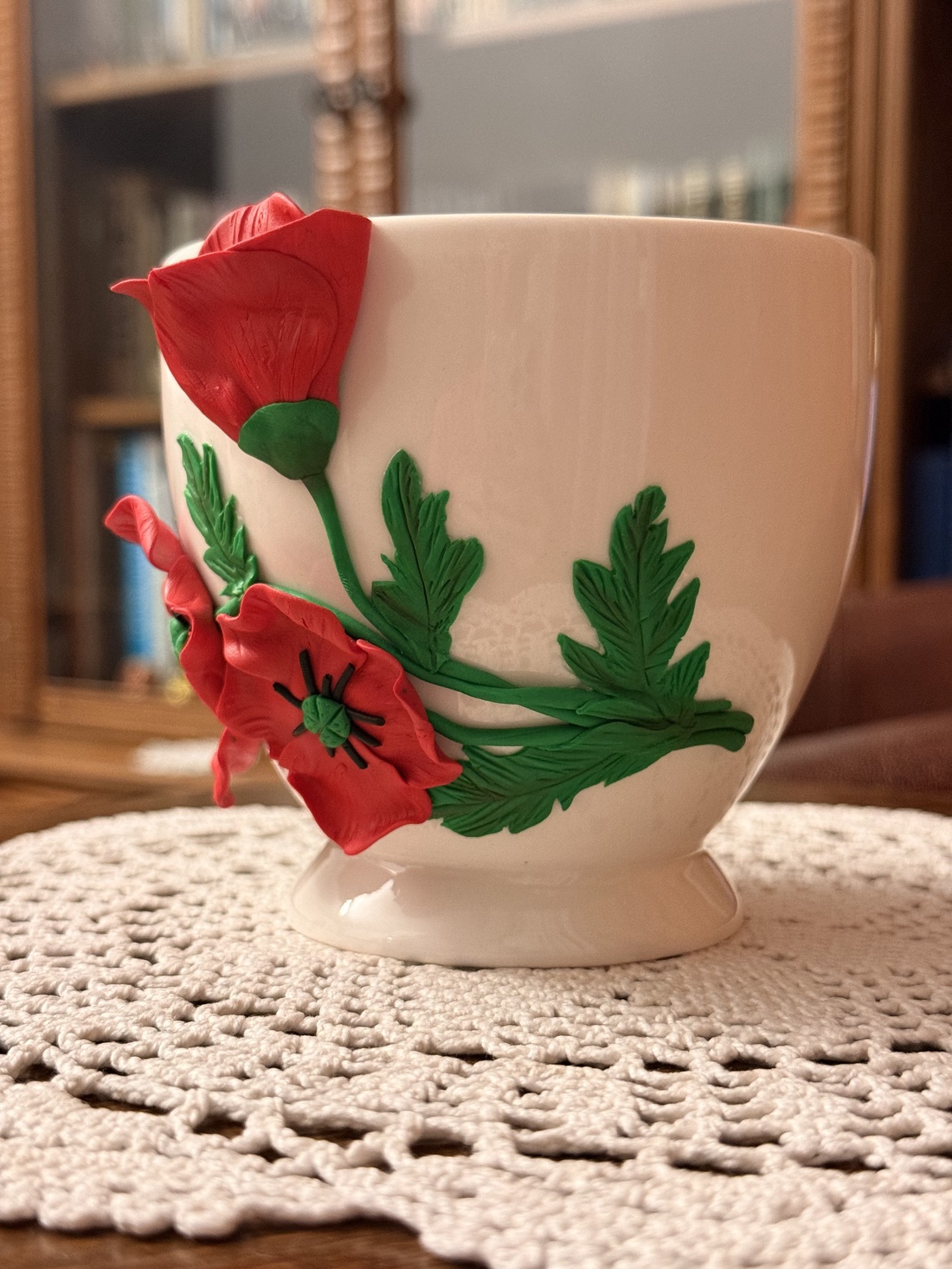 Cana cu decor lucrat manual �Buchet Maci - casă & stil de viață - echipamente de bucătărie - accesorii de servire - căni - Artynos.ro