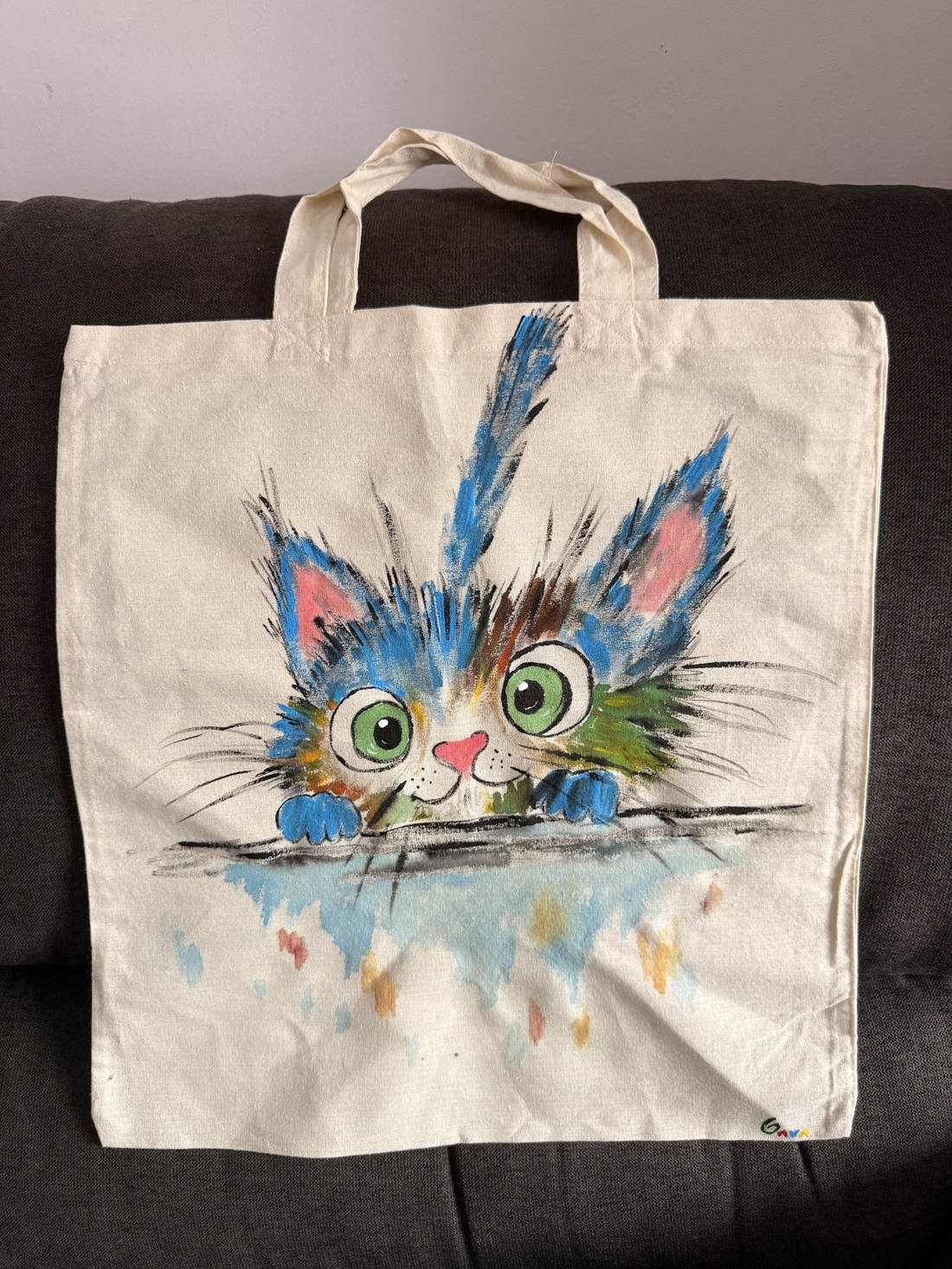 Plăsuță mâner scurt pictată manual - genți și portofele - geantă pentru cumpărături - totebaguri - Artynos.ro