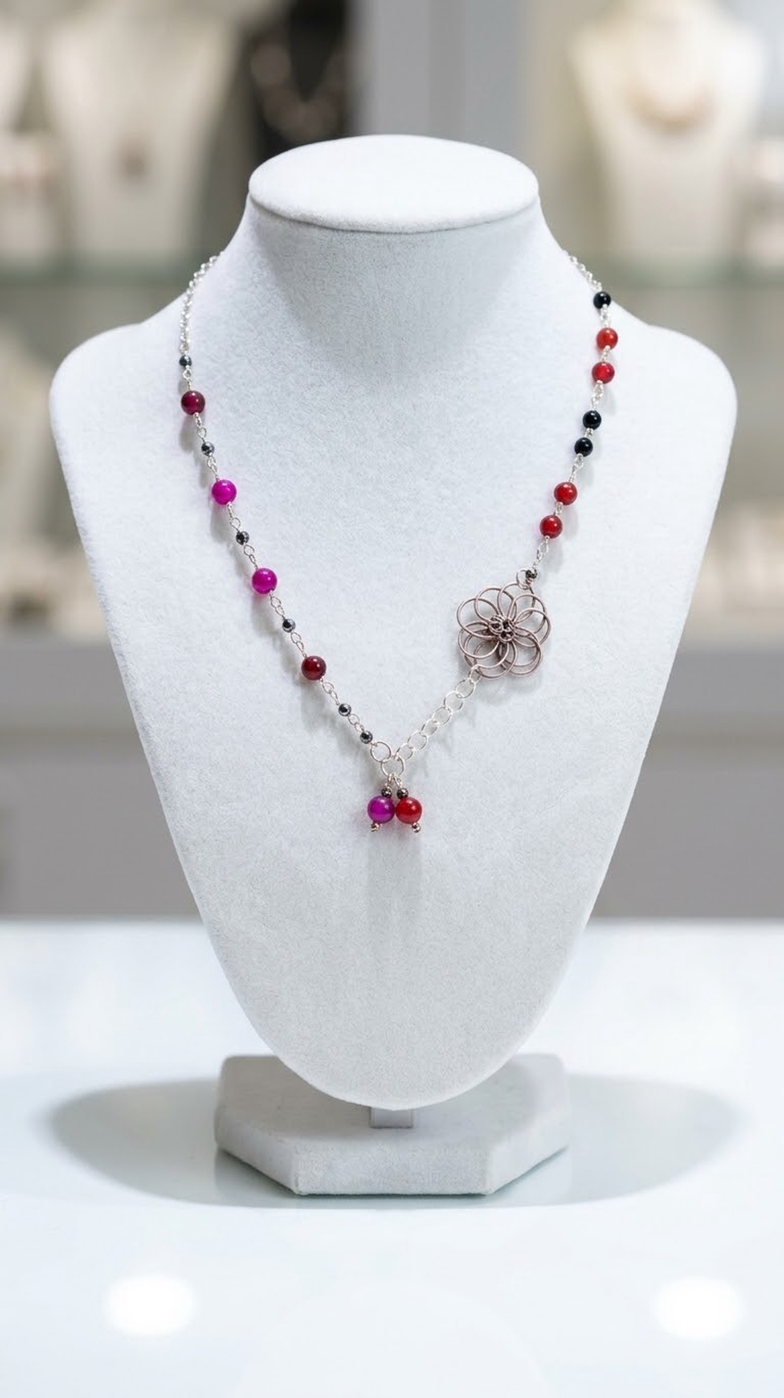 Set colier si cercei Floral Elegance - bijuterii - coliere - coliere din mărgele - Artynos.ro