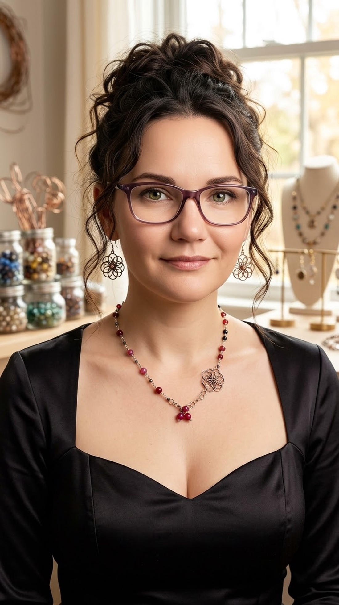 Set colier si cercei Floral Elegance - bijuterii - coliere - coliere din mărgele - Artynos.ro