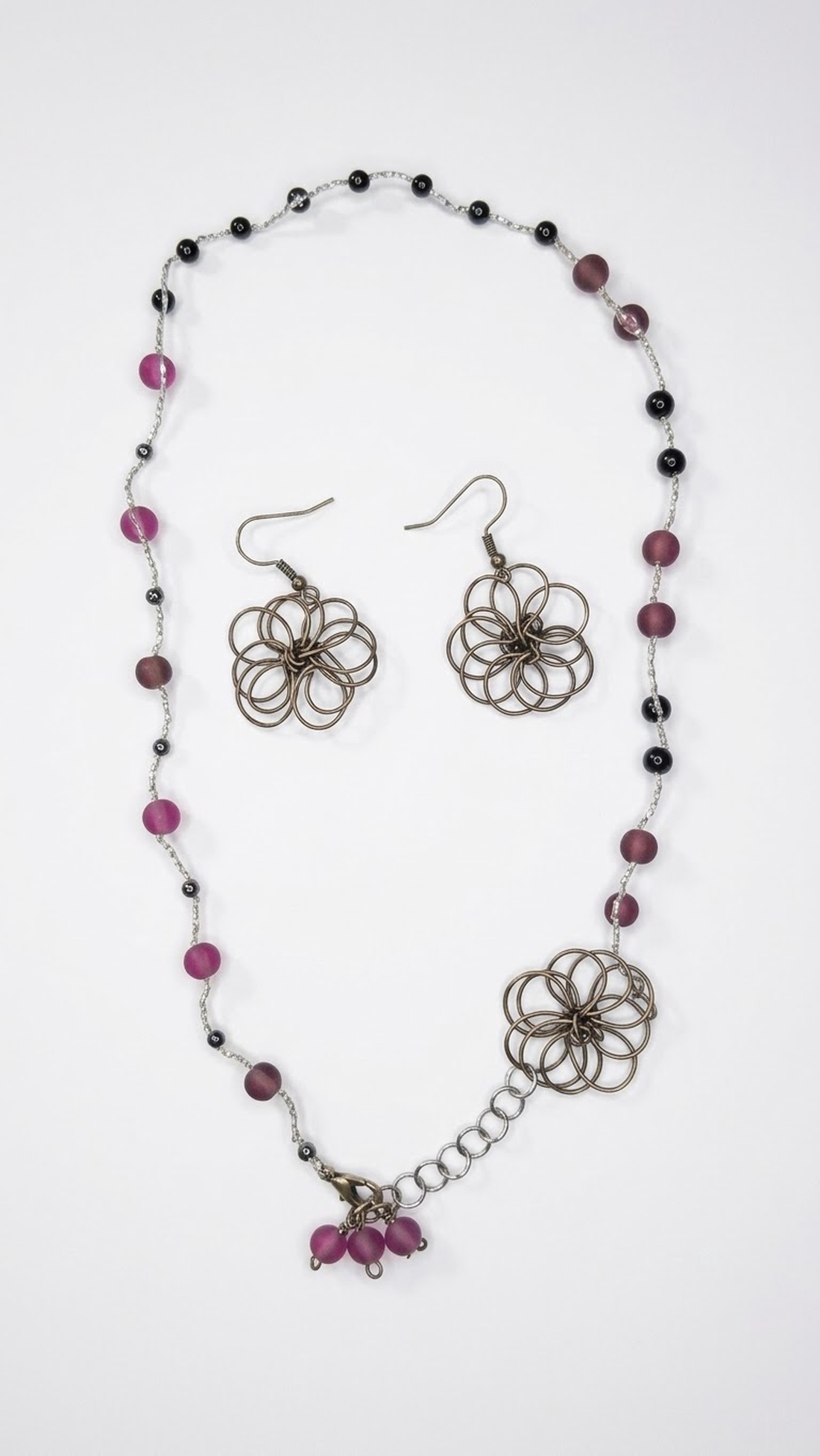 Set colier si cercei Floral Elegance - bijuterii - coliere - coliere din mărgele - Artynos.ro