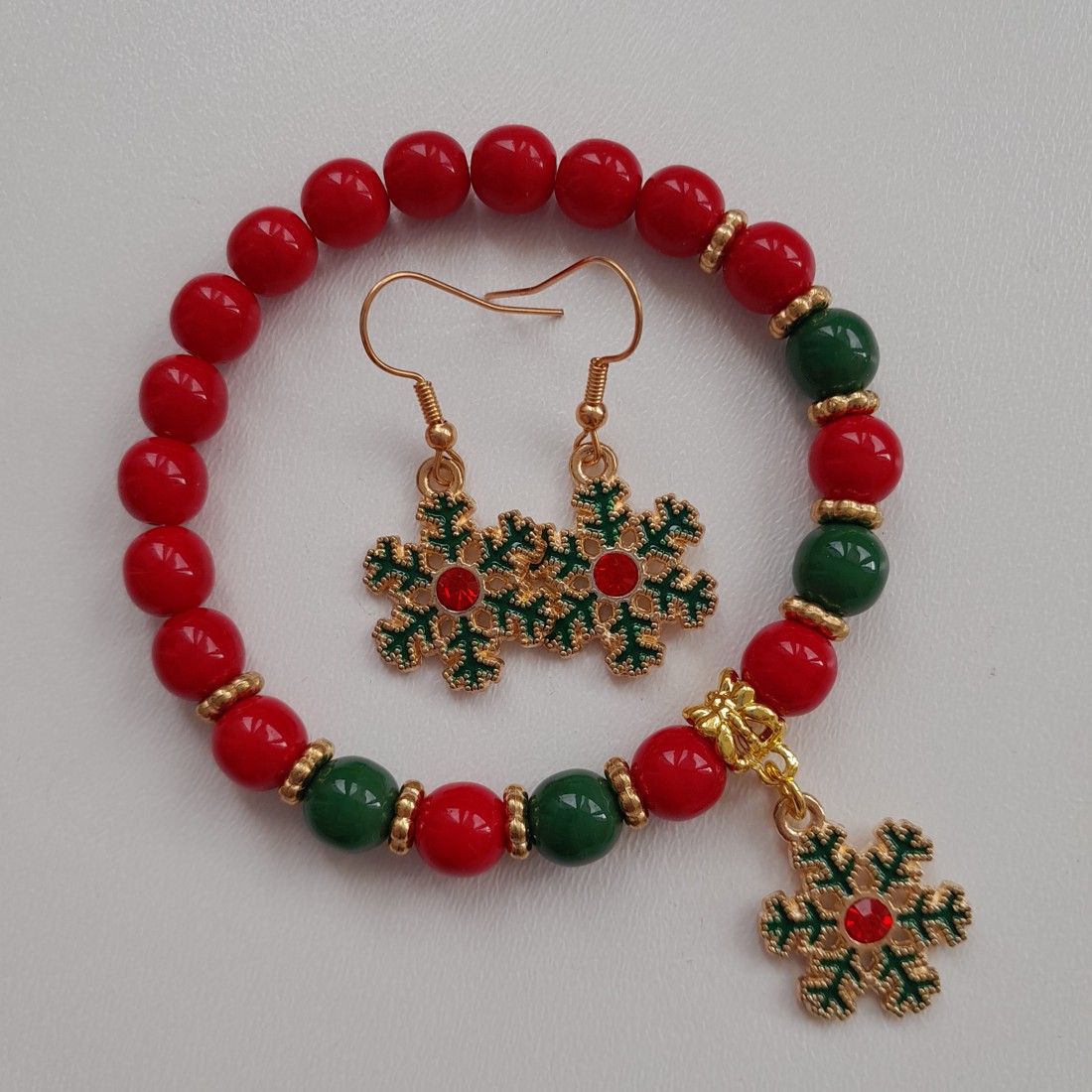 Bijuterii fulg de nea - brățară, cercei -  - Artynos.ro