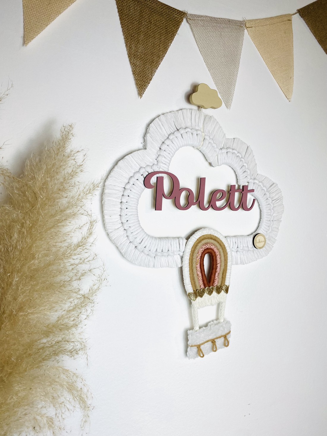 Nor macramé personalizat cu balon cu aer cald decorațiune de perete (mic) -  - Artynos.ro