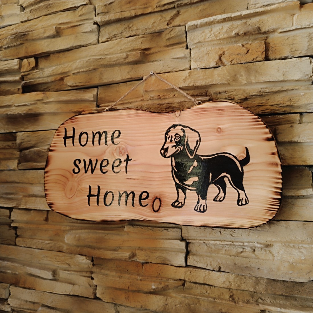 Placă mare din lemn pentru teckel cu inscripția home sweet home - - Artynos.ro Placă mare din lemn pentru teckel cu inscripția home sweet home - - Artynos.ro