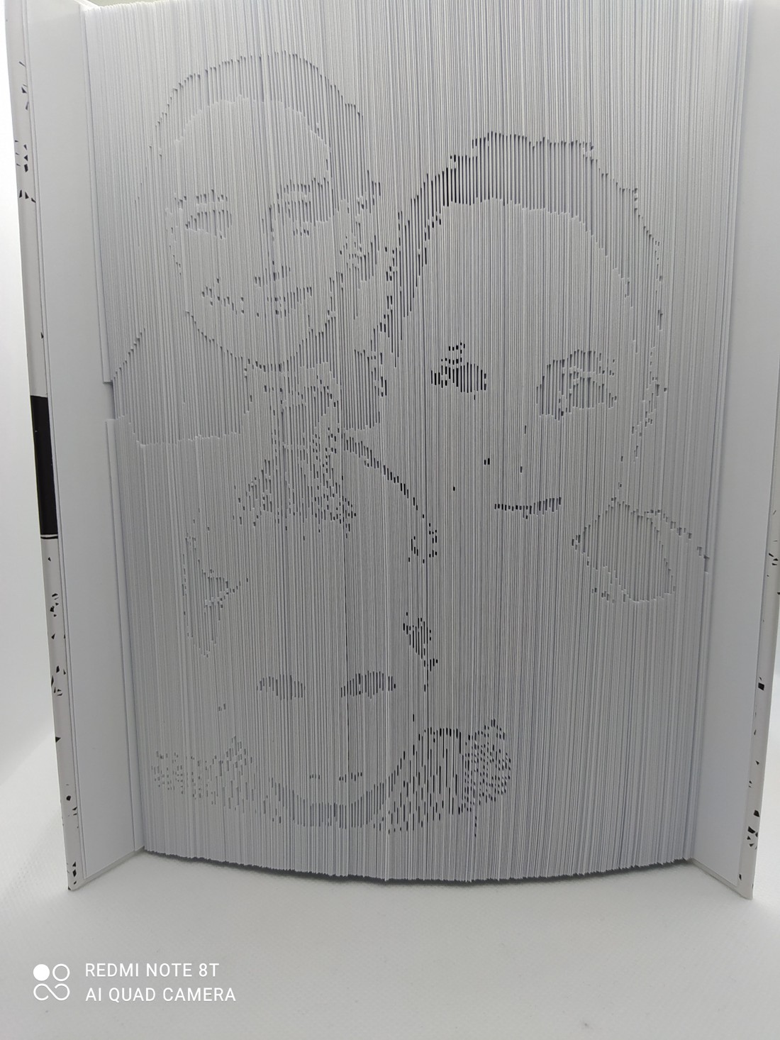 Sculptură de carte portret cu 3 fețe bazată pe o fotografie unică - casă & stil de viață - accesorii pentru decorat casa - decorațiuni de masă și decorațiuni pentru rafturi  - sculptură de carte, carte pliată - Artynos.ro