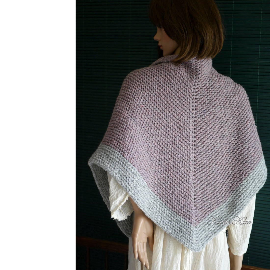 CLAIRE - șal exclusiv tricotat manual / cer: mov-gri - îmbrăcăminte și modă - haine damă - poncho - Artynos.ro