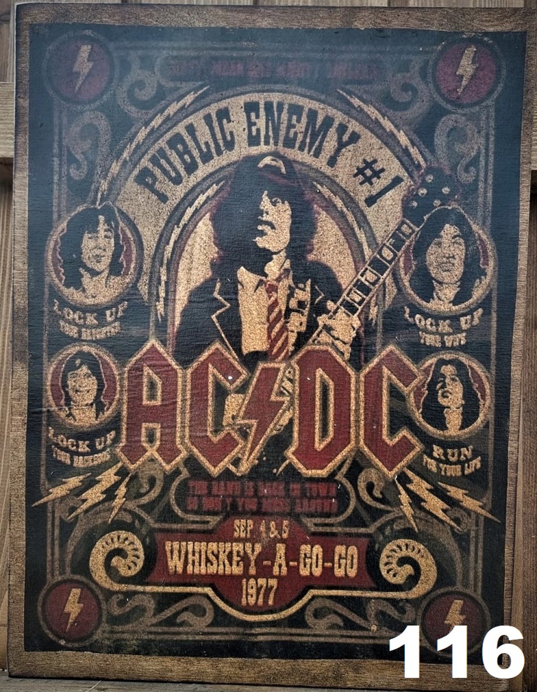 ACDC poza din lemn - casă & stil de viață - accesorii pentru decorat casa - picturi murale - artă de perete din lemn - Artynos.ro