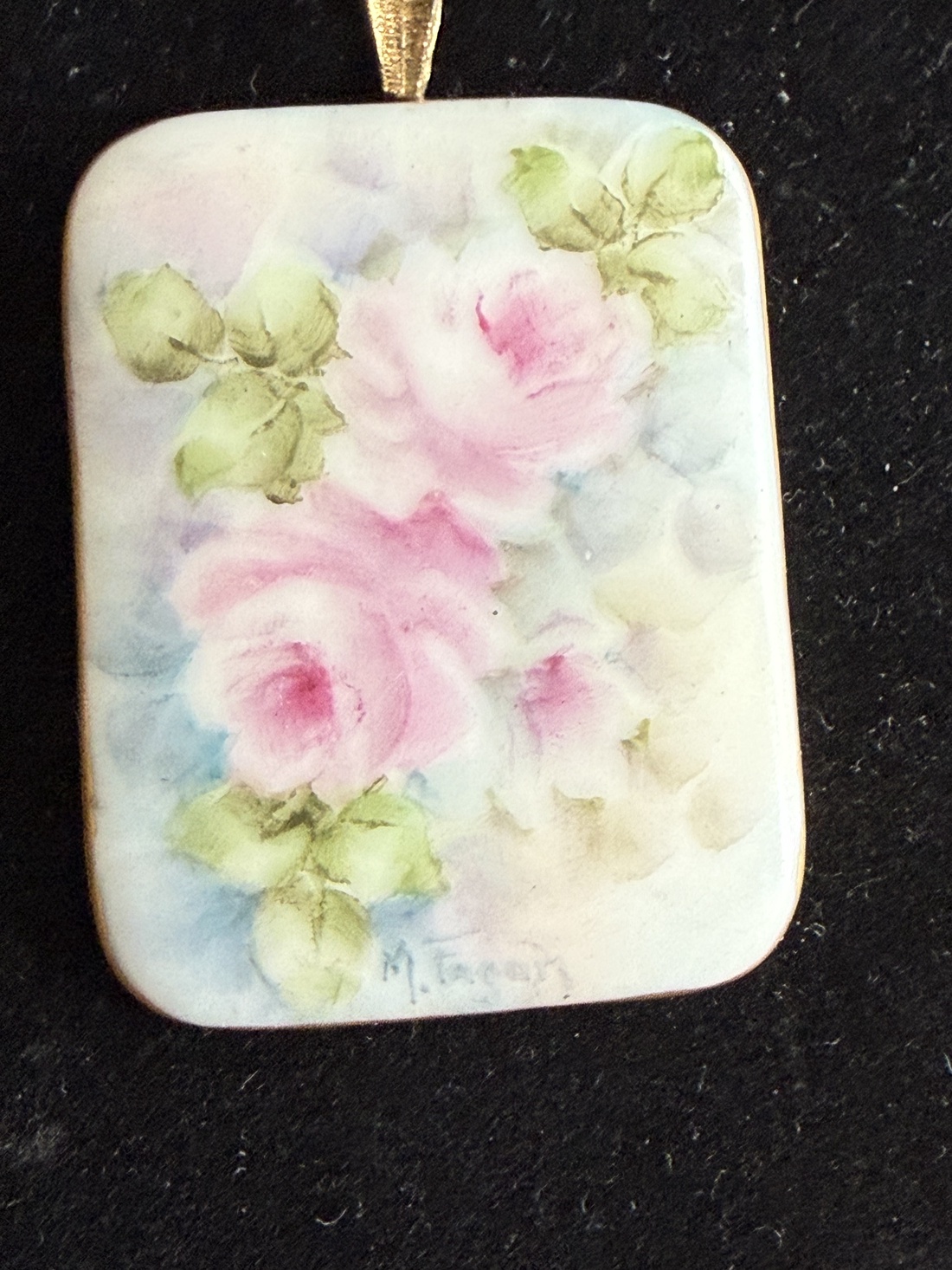Vintage pandant.pictura pe portelan - bijuterii - coliere - coliere cu pandative - Artynos.ro