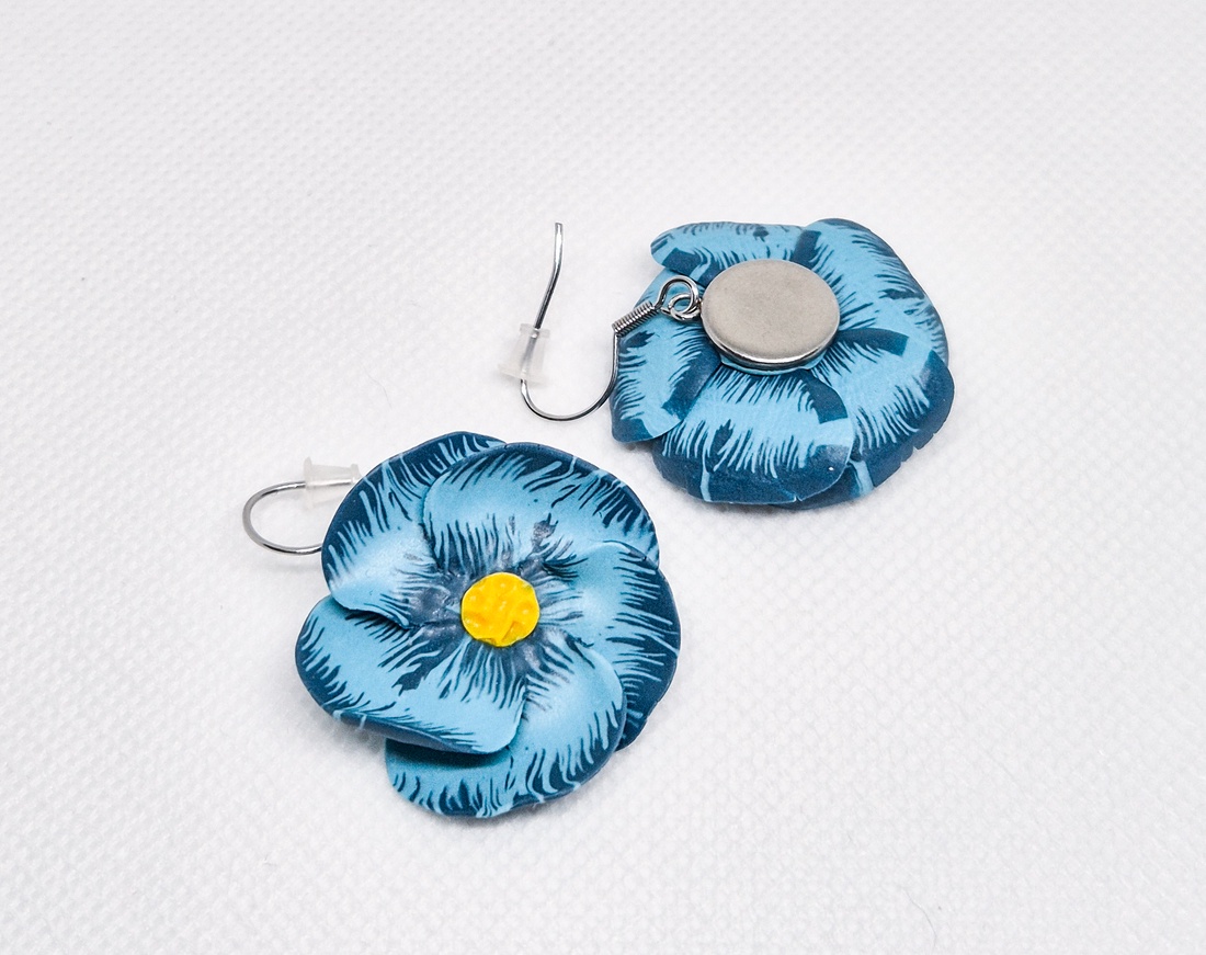 Cercei Flori albastre - bijuterii - cercei - cercei lungi - Artynos.ro