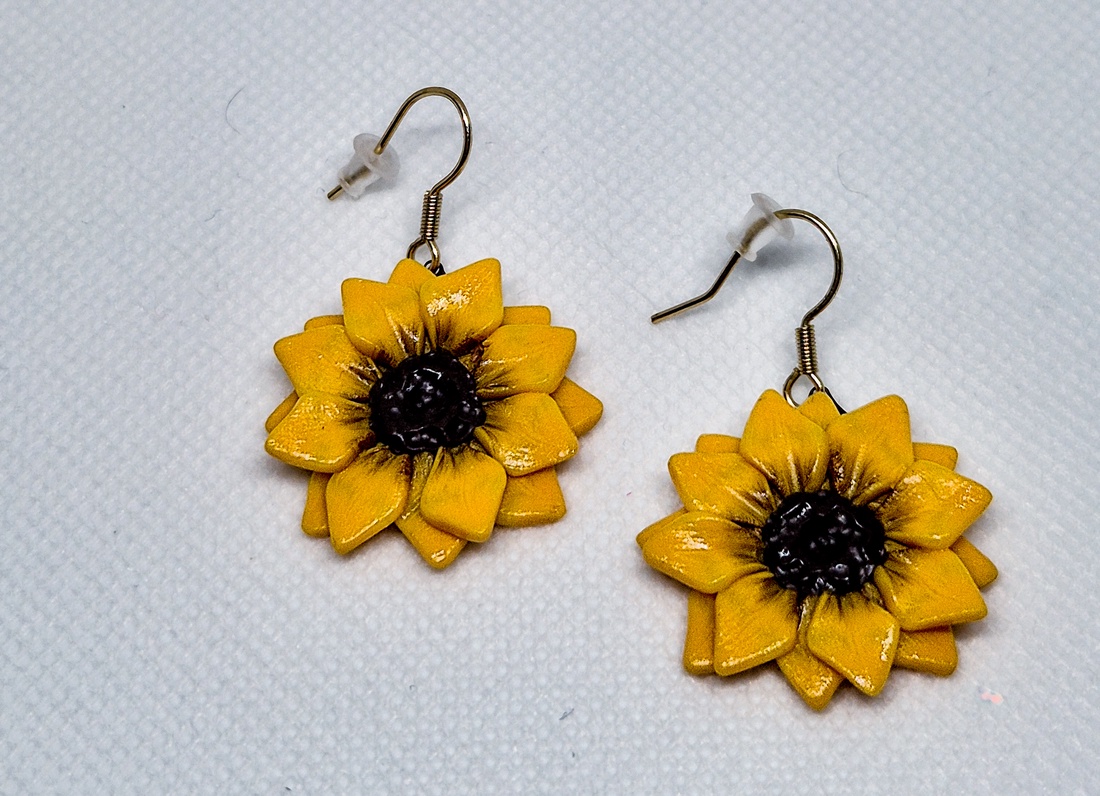 Cercei Floarea Soarelui - bijuterii - cercei - cercei lungi - Artynos.ro