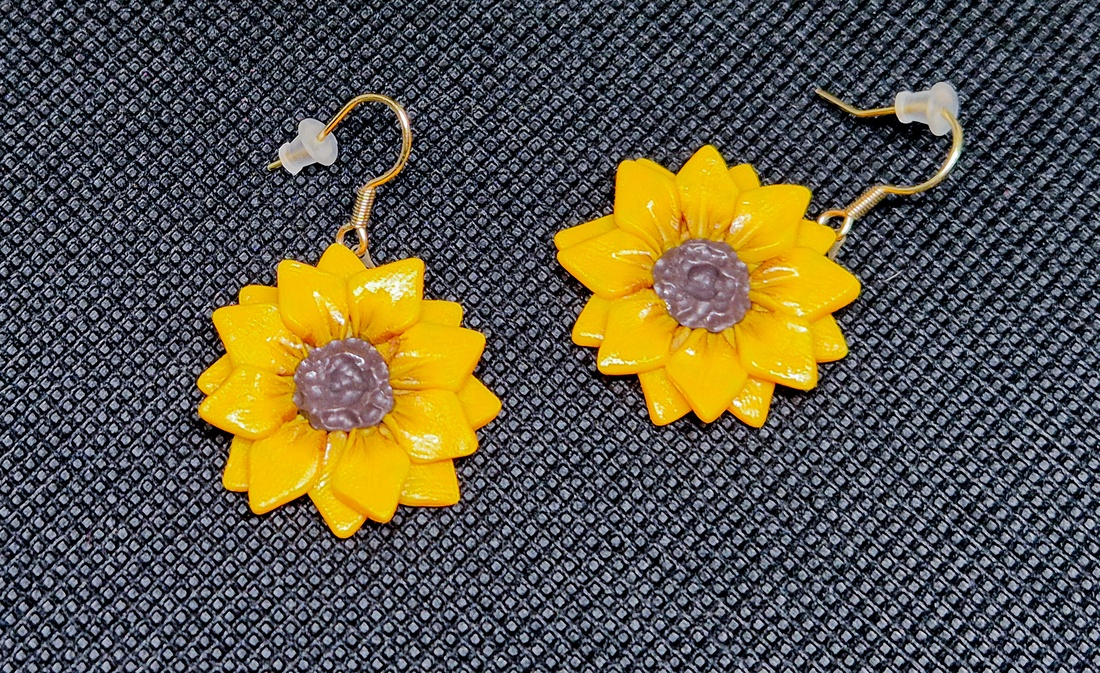 Cercei Floarea Soarelui - bijuterii - cercei - cercei lungi - Artynos.ro