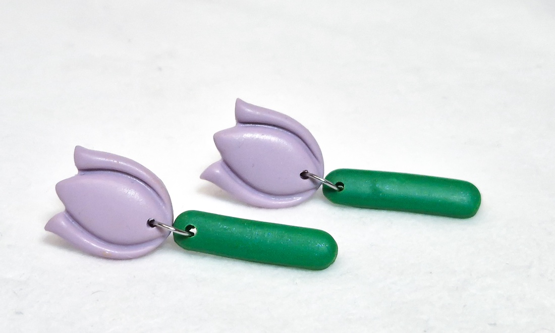 Cercei Lalele lila - bijuterii - cercei - cercei lungi - Artynos.ro