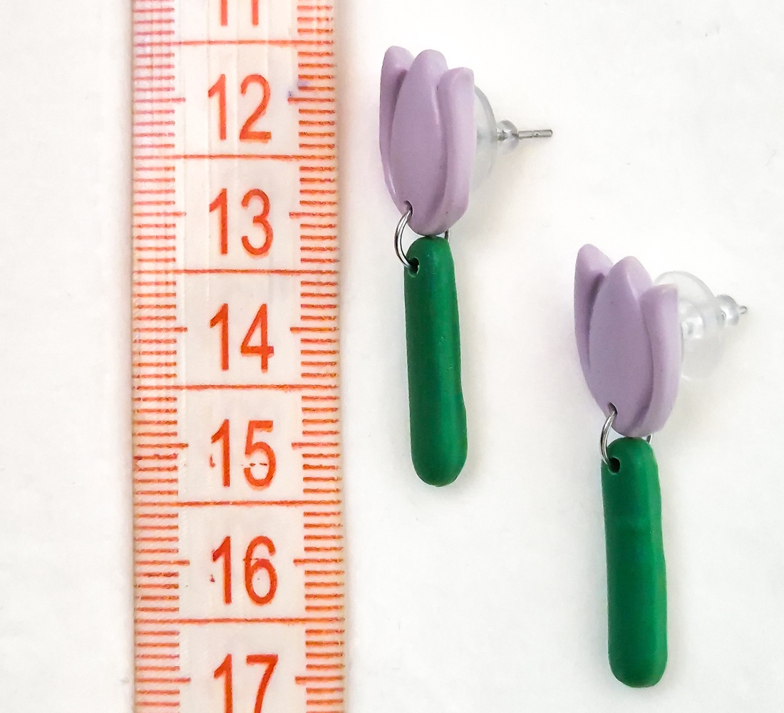 Cercei Lalele lila - bijuterii - cercei - cercei lungi - Artynos.ro