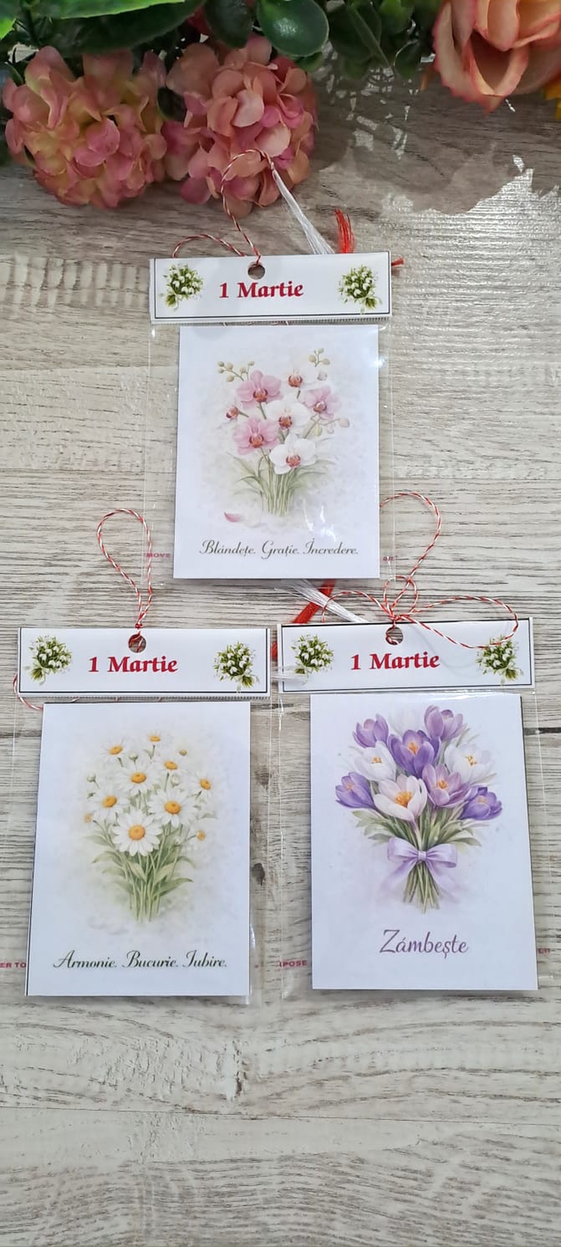 Martisoare magnetice cu flori delicate � set cadou cu mesaje pozitive - bijuterii - mărțișor - Artynos.ro