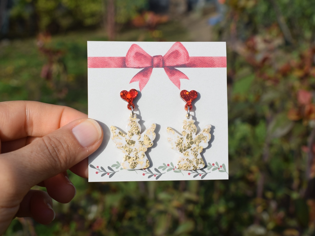 Cercei cu ingeri - Ingerii Iubirii - bijuterii - cercei - cercei din rășină - Artynos.ro