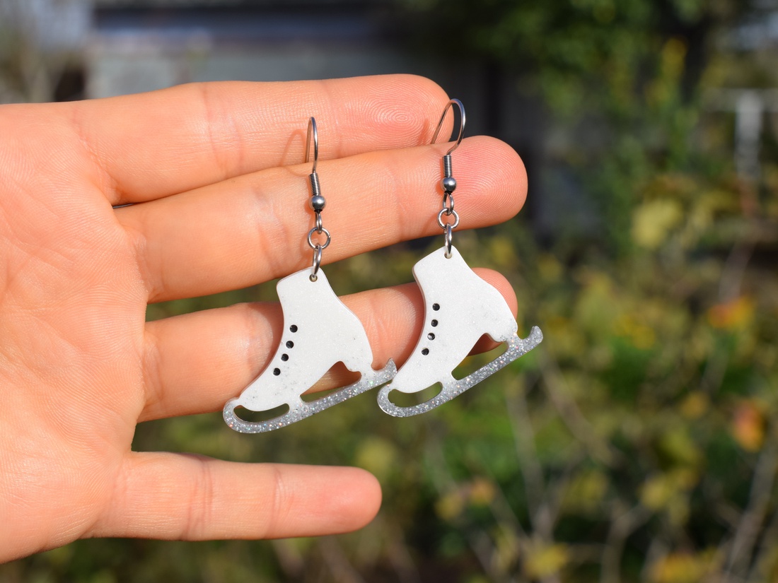 Cercei Patine din Rasina cu Sclipici Holografic  Tortite Inox Hipoalergenic - bijuterii - cercei - cercei din rășină - Artynos.ro