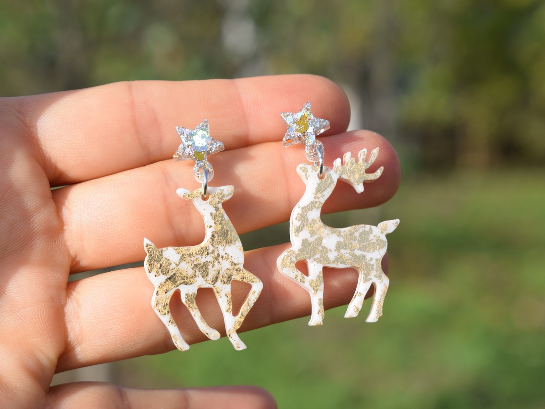 Cercei reni - El si Ea  - bijuterii - cercei - cercei din rășină - Artynos.ro