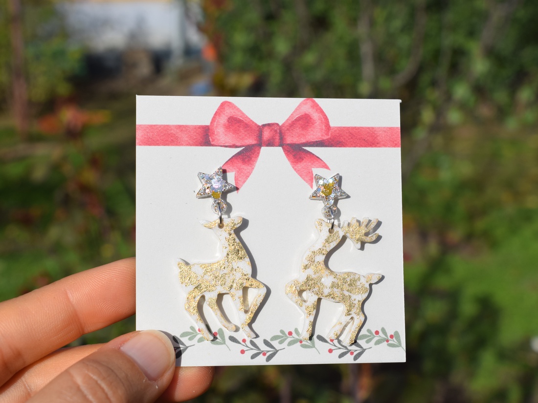 Cercei reni - El si Ea  - bijuterii - cercei - cercei din rășină - Artynos.ro