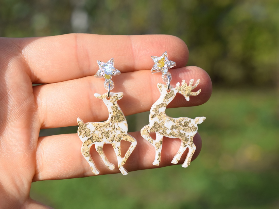 Cercei reni - El si Ea  - bijuterii - cercei - cercei din rășină - Artynos.ro