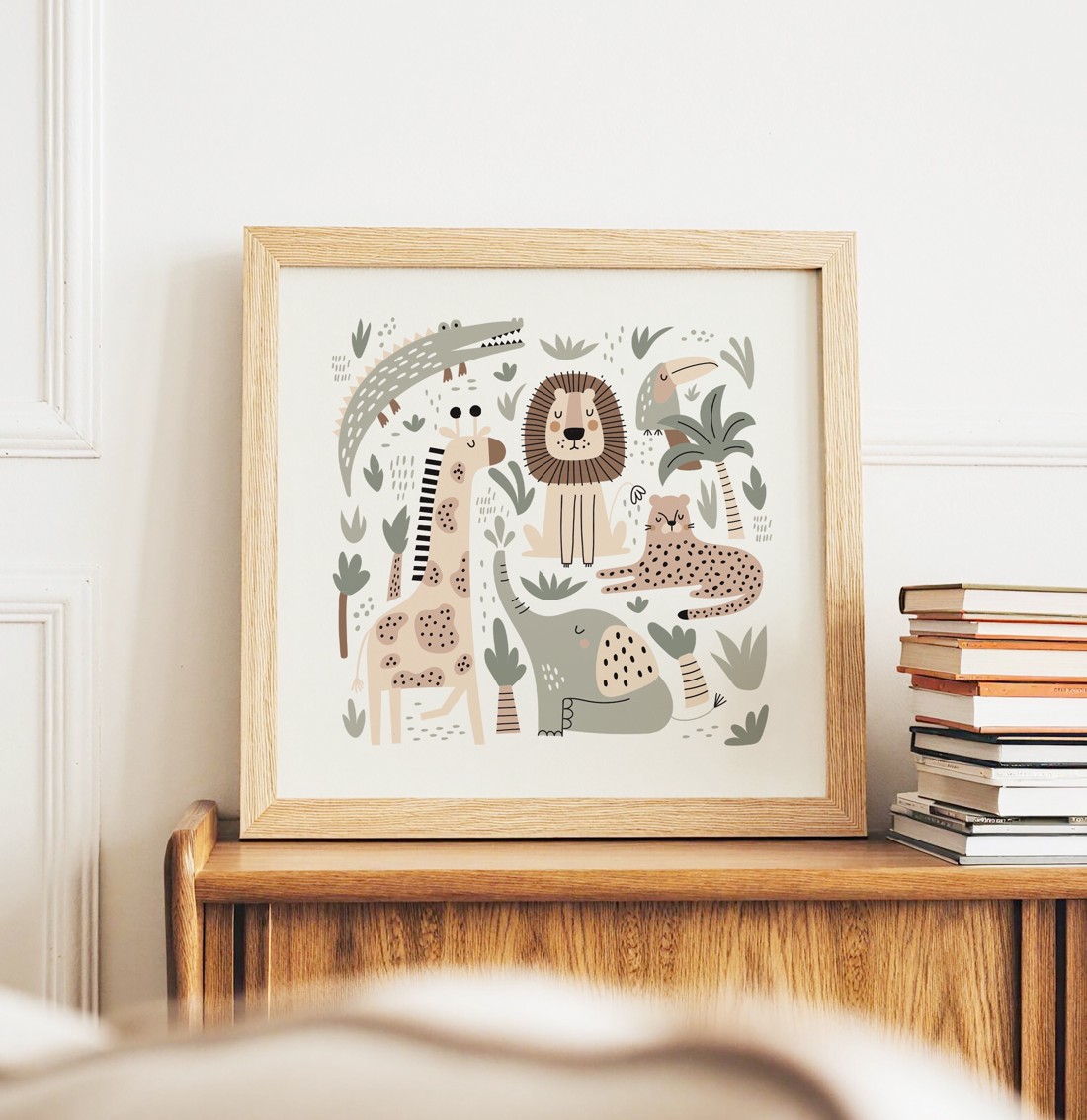 Decalaj de perete Safari animal, poster scandinav, imagine cameră copii, cadou -  - Artynos.ro