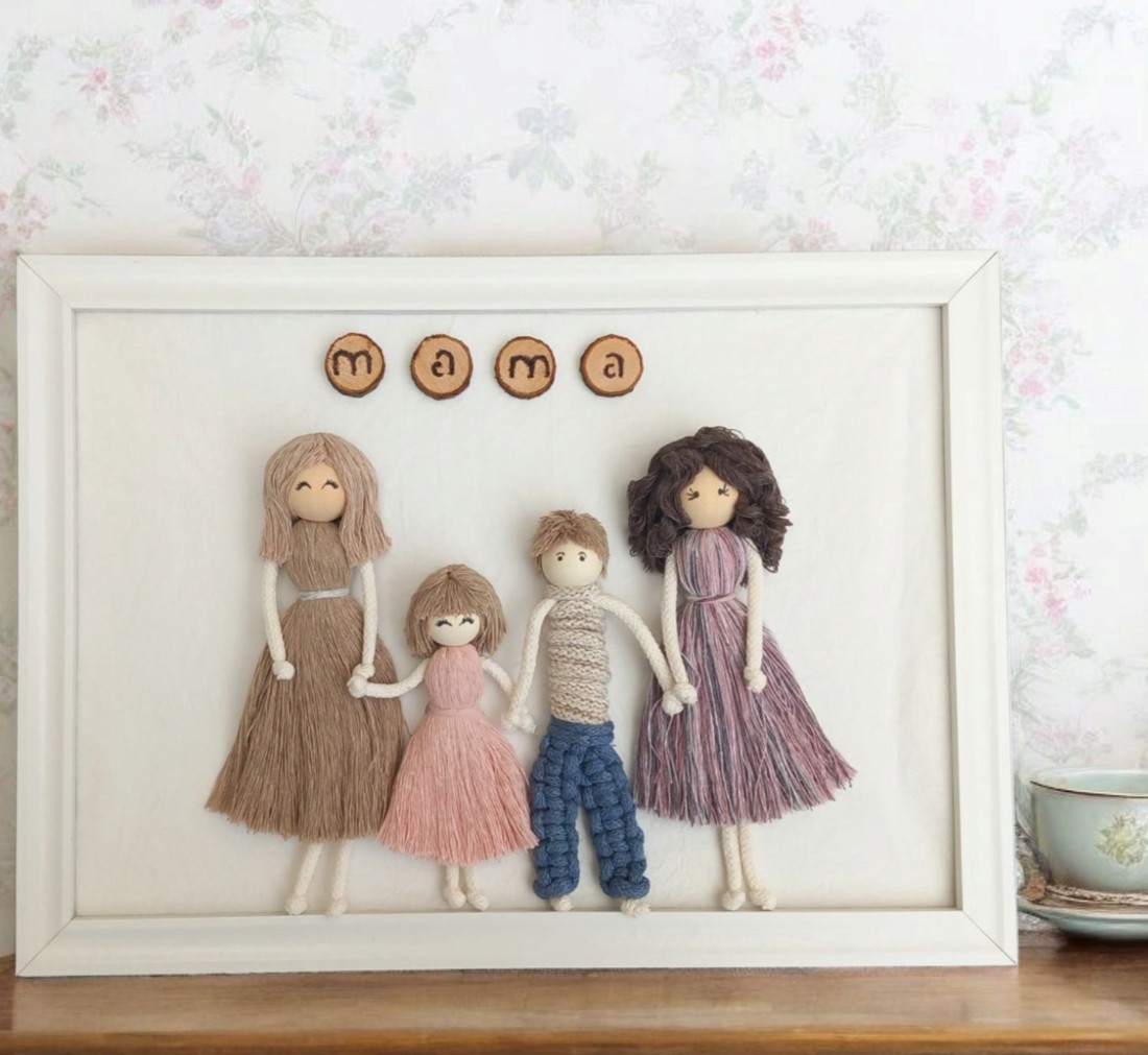 Cadou de Ziua Mamei pentru bunica - Personalizabil 3D Macrame Family Picture -  - Artynos.ro