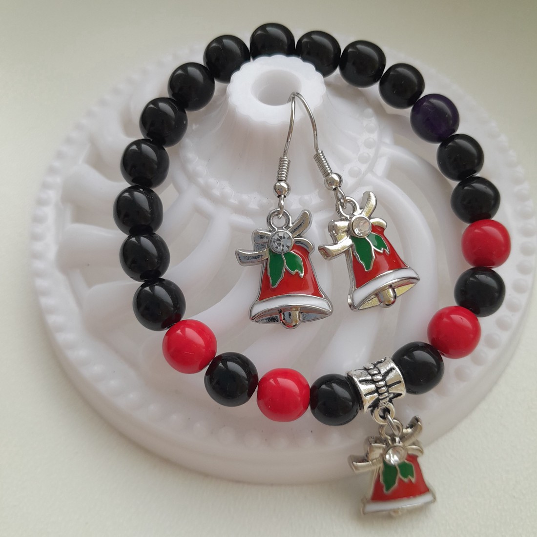 Bijuterii cu clopoței de Crăciun - brățară, cercei -  - Artynos.ro