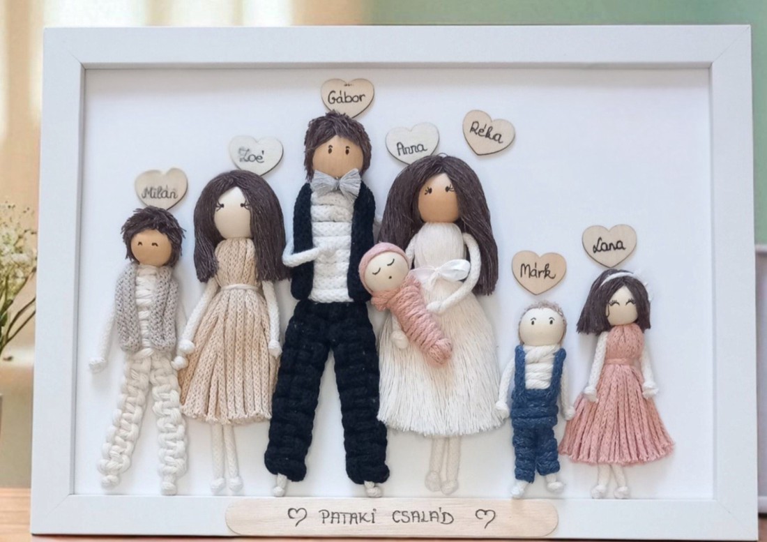 Portret de familie Macramé - decor unic, personalizat (2130 cm) -  - Artynos.ro