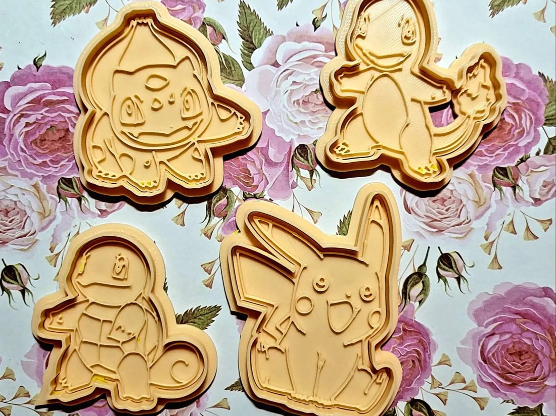 Set de forme pentru fursecuri Pokémon � Figurine Pikachu și alte personaje Pokémon � 4 piese � Imprimate 3D -  - Artynos.ro