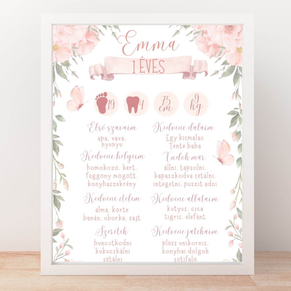 Poster aniversar, poster aniversar pentru fete, floral, pastel piersică - produs digital -  - Artynos.ro